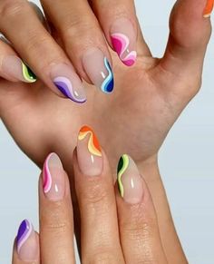 80s Nails Aesthetic, Colour Blocking Nails, 90s Theme Nail Designs, 80s Nails Acrylic, Summer Break Nails, Abba Nails