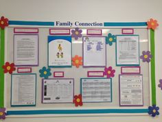 a family connection bulletin board with flowers on it