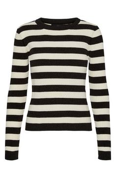 Sure to put some zip into any day you wear it, this lightweight and cozy ribbed sweater is wrapped with stripes. 22" length (size Medium) Crewneck Long sleeves Ribbed cuffs and hem 100% polyester Machine wash, dry flat Imported Striped Sweatshirts, Striped Sweater, Ribbed Sweater, Crewneck Sweater, Wear It, Black Stripes, Black Sweaters, Crew Neck Sweater, Sweater Top