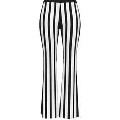 Women's Black & White Striped Flare Pants You're going to love these high-waisted black and white striped pants. With soft and flexible fabric, these striped pants are great for any occasion. Wear them to work, the gym, or anywhere in between. They're also comfortable and flattering for all body types.    - The high waistline makes them a perfect choice for work wear.    - The fabric is stretchy and comfortable, perfect for long days and quick changes.    - Dress them up with a blouse and heels Chic High Waist Bottoms With Vertical Stripes, Stretch Striped High-waisted Pants, Trendy High Waist Striped Pants, Trendy High-waist Striped Pants, Chic Pants With Contrast Stripes, Trendy Striped Long Pants, Chic Trousers With Contrast Stripes, Trendy Striped Straight Pants, Fitted Pinstripe Wide-leg Bottoms