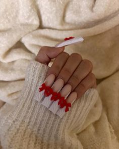 @bvchkim on ig : sweater + bow frenchies 🎀🫶🏼 . . . #christmasnails #bownails #sweaternails #nailart #frenchtipnails #frenchies #frenchtips #sweater #bows #winter #winternails Coquette Nails, Drip Nails, Sweater Nails, Simple Acrylic Nails, Short Square Acrylic Nails, Exotic Nails, Acrylic Nails Coffin Pink, Unique Acrylic Nails, Long Square Acrylic Nails