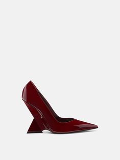 THE ATTICO ''Cheope'' wine red pump Luxury Burgundy Heels For Evening, Formal Wedge Heels With Red Sole, Formal Red-sole Wedge Heels, Luxury Burgundy Heels For Party, Luxury Burgundy Party Heels, Chic Burgundy Patent Leather Heels, Formal Burgundy Patent Leather Heels, Red Accessories, The Attico