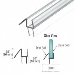 the side view of a glass door with measurements for it and how to measure it