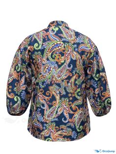 Orcajump - Paisley Print Button Front Shirt, Casual Half Sleeve Shirt, Women's Clothing Half Sleeve Shirt Women, Half Sleeve Shirt, Half Sleeve Shirts, Button Front Shirt, Shirt Women, Half Sleeve, Types Of Collars, Paisley Print, Stand Collar