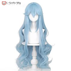 Blue Hairstyles Long, Cosplay Wigs Female, Wig Reference, Hairstyles Wig, Kawaii Wigs, Hairstyles Wigs, Anime Wigs, Hair References, Long Hair Wigs