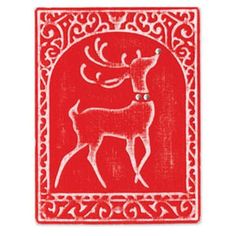 a red and white drawing of a deer