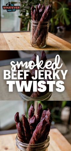 Smoked Beef Jerky Twists Smoked Beef Jerky Pellet Grill, Diy Jerky, Smoker Jerky Recipes, Beef Jerky Marinade, Jerkey Recipes, Deer Jerky, Protein Filled Snacks, Smoked Jerky