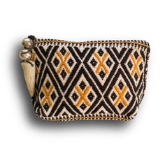 "Handmade, embroidered mini pouch from Mexico. Fully lined with zip closure. Artisan-created sterling, antler and leather pull. 5\" x 3\" x 1.5\"" Handwoven Clutch Pouch For Gifts, Handwoven Clutch Pouch As A Gift, Traditional Pouch Coin Purse For Everyday Use, Traditional Everyday Coin Purse Pouch, Handmade Travel Coin Purse, Bohemian Hand-stitched Pouch Shoulder Bag, Traditional Beaded Rectangular Pouch, Artisan Hand-tooled Pouch Bag, Bohemian Multicolor Rectangular Pouch