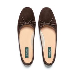 Eledera | Handcrafted in Italy | The Quadra Ballerina Brown Suede Stitched Sole Closed Toe Ballet Flats, Everyday Fitted Ballet Flats, Everyday Closed Toe Ballet Flats, Leather Ballet Flats With Removable Insole And Square Toe, Fitted Leather Sole Ballet Flats Slip-on, Fitted Leather Sole Slip-on Ballet Flats, Fitted Almond Toe Ballet Flats With Rubber Sole, Extreme Flexibility, Fisherman Sandals