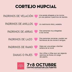 a pink poster with the words correjo nupical in spanish and english