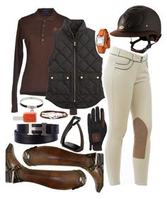 the equestrian outfit includes riding gear and gloves