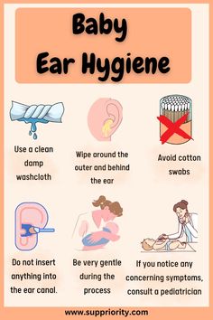 baby ear hygiene poster with instructions on how to use it