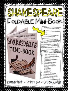 shakespeare foldable mini - book for students to use in the classroom or on the go