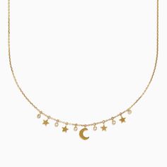 Effy Novelty 14K Yellow Gold Diamond Moon and Stars Necklace Yellow Gold Moon Necklaces With Star Charm, Moon And Stars Necklace, Stars Necklace, Effy Jewelry, Moon And Stars, Star Necklace, Gold Yellow, Gold Diamond, Yellow Gold