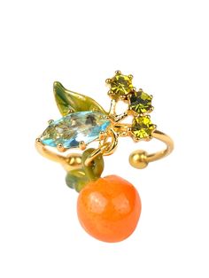 Les Néréides Women’s Gardens In Provence Orange Adjustable Ring in Orange,White,Green Spring Enamel Jewelry For Gifts, Spring Enamel Jewelry As Gift, Enamel Jewelry For Spring Gifts, Spring Gift Enamel Jewelry, Orange Open Ring Jewelry As Gift, Unique Orange Flower-shaped Jewelry, Unique Orange Flower Shaped Jewelry, Les Nereides, Fruit Jewelry