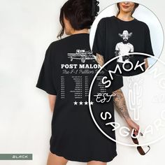 Post F-1 Trillion Tour Shirt - Country Shirt, Post Malone Shirt, Western Graphic Tee, Concert Festival Shirt, Posty Tee, Tour Dates Shirt ϟ High quality, direct-to-garment ink printed. ϟ ✦ Fit + Quality ✦ These UNISEX Comfort Colors tees are like a well-loved favorite - they wash well and are easy to wear. ✦ 100% ringspun cotton ✦ Preshrunk, soft-washed, garment-dyed fabric ✦ Twill taped shoulder-to-shoulder ✦ Set-in sleeves ✦ Double-needle stitched sleeves and bottom hem ✦ 1" ribbed collar with double-needle topstitched neckline Washing & Drying Instructions: ✦ Turn inside out. ✦ Wash with cold/warm water. ✦ Do not use bleach. ✦ Don't tumble dry - hang dry or lay flat to dry. ✦ Returns + Shipping ✦ My items are made to order - because of this, I am not accepting returns. If there are any Band Merch Short Sleeve Shirt For Music Festivals, Fan Merchandise Short Sleeve Shirt For Music Festivals, Festival Fan Merchandise Short Sleeve Tops, Festival Short Sleeve Tops For Concert, Short Sleeve Tops For Concert Festivals, Short Sleeve Tops For Festival Concerts, Fan Apparel Short Sleeve Tops For Concert, Fan Apparel Tops For Concert With Short Sleeve, Short Sleeve Tops For Music Festivals