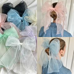 *XXL Organza Bow  *With Barrette Clasp Clip  *Handmade with thick organza to hold shape *Available in 7 different colours *Any questions feel free to send us a message *Follow us on Instagram @Shop_Oeuvre Organza Hair Accessories, Tulle Hair Bow, Tulle Hair Bows, Kids Hairband, Hair Bow Ribbon, Ribbon Barrettes, Accessories Bride, Organza Bow, Diy Hair Accessories Ribbon