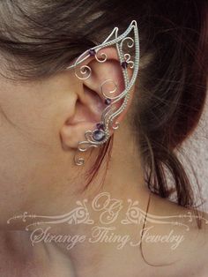 Elven ear cuffs Purple Joy Ear cuff Elf ears Fairy ear | Etsy Elegant Handmade Sterling Silver Body Jewelry, Silver Fairy Jewelry For Festivals, Silver Fairy Style Jewelry For Festival, Fairy Style Silver Jewelry For Festival, Fantasy Metal Ear Cuff For Pierced Ears, Fantasy Metal Ear Cuff For Party, Silver Fantasy Ear Cuff For Party, Fantasy Silver Ear Cuff For Party, Handmade Silver Ear Cuff For Party