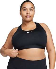 Great for training  gym workouts and dance classes  the Nike Swoosh Medium Support bra is made with adaptive material that quickly recovers its shape for optimal comfort when you're on the move. Sport Nike, Plus Size Sports Bras, Black Curves, Medium Support Sports Bra, Padded Sports Bra, Nike Sports Bra, Nike Swoosh, Iconic Women, Support Bras