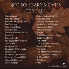 a poster with the words not - so - scary movies for fall written below it