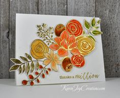 a close up of a card with flowers and leaves on the front, along with words that read make a million