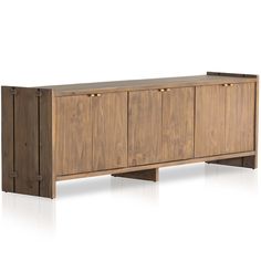 the sideboard is made out of wood and has three doors on one side, two drawers on the other