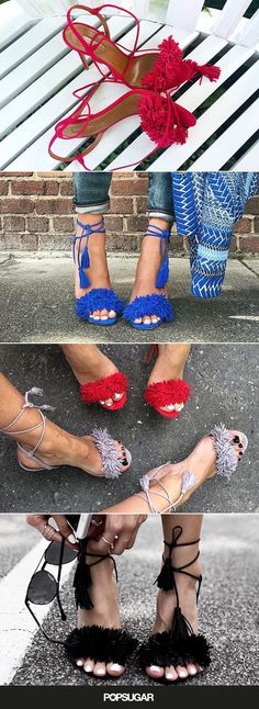 Every fashion blogger has a pair of these colorful fringe heels. Where's our pair?! Aquazzura Heels, Mode Shoes, Fringe Heels, Summer Attire, Bright Colored, Shoes Collection, Heels Boots, Fabulous Shoes, Carrie Bradshaw