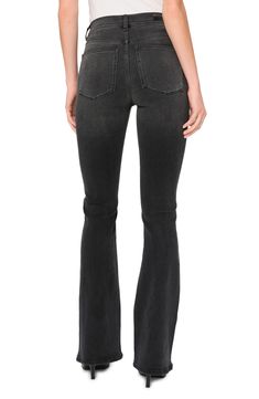 Made from Instasculpt stretch denim that lifts and smoothes, these bootcut jeans feature a gap-proof waist, full-length legs and a casual-cool faded-black wash. 33" inseam; 17" leg opening; 10" front rise Zip fly with button closure Five-pocket style 62% Tencel® lyocell, 23% cotton, 14% elasterell-p, 1% Lycra® spandex Tencel lyocell is a more-sustainably produced fiber made with closed-loop processing Machine wash, dry flat Imported Soft Black, Bootcut Jeans, Stretch Denim, Full Length, Spandex, Nordstrom, Black