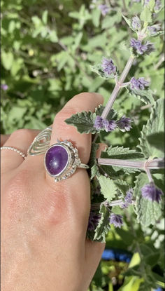 Purple Amethyst Celestial Ring Mystical Amethyst Moon Phase Jewelry, Celestial Amethyst Jewelry For Healing, Purple Amethyst Celestial Jewelry, Celestial Amethyst Purple Jewelry, Celestial Purple Amethyst Jewelry, Celestial Silver Rings With Gemstone Accents, Mystical Crescent Amethyst Jewelry, Bohemian Amethyst Moon Phase Jewelry, Silver Amethyst Moon Phase Jewelry