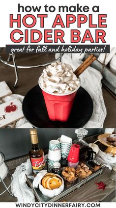 how to make a hot apple cider bar for fall and holiday parties with free printables