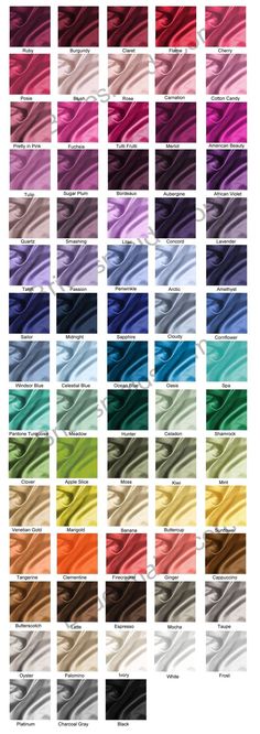 the color chart for different colors of yarn