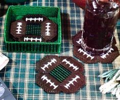 Vintage Plastic Canvas Pattern Football Coasters With Field Holder Super Bowl Coaster Set PDF Instant Digital Download Man Cave - Etsy Plastic Canvas Coasters Patterns Free, Football Coasters, Plastic Canvas Coasters, Plastic Canvas Pattern, Color Graphing, Super Bowl Party, Plastic Canvas Patterns Free, Digital Patterns, Plastic Canvas Crafts