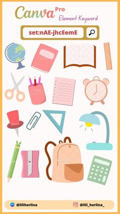 an image of a poster with school supplies on it's back side and the words,