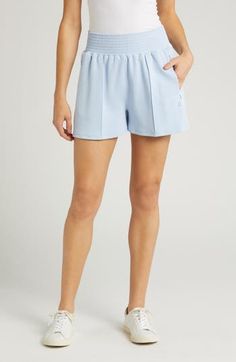 Stay in, work out and make an easy-breezy transition to leisure time in these flowy shorts made from stretchy, lightweight fabric. 3" inseam; 30" leg opening; 14" front rise; 17" back rise (size Medium) 54% polyester, 40% modal, 6% elastane Dry clean or machine wash, dry flat Imported Leisure Athletic Shorts With Built-in Shorts, Stretch Pajama Shorts For Leisure, Stretch Leisure Pajama Shorts, Leisure Stretch Pajama Shorts, Spring Activewear With Elastic Waistband And Short Leg, Spring High-waisted Shorts Activewear, Spring Loungewear Activewear, Short Length, Comfortable Summer Activewear Shorts, Spring Athletic Shorts