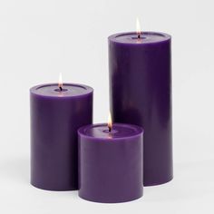 Richland Pillar Candles 4 x4, 4x6 & 4x9 Purple Set of 3 Purple Pillar Candles, Candles Purple, Bouquet Succulent, Purple Candle, Candles White, Glass Pillar Candle Holders, Home Weddings, Purple Candles, Purple Set