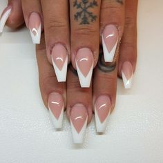 Vtip French Nails Coffin, Vtip French Nails, French Nails Coffin, White Tip Acrylic Nails, White Tip Nails, Mauve Nails, White Acrylic Nails, French Nail Designs, French Tip Acrylic Nails