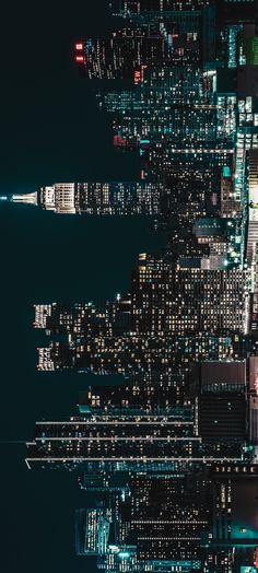 an aerial view of new york city at night