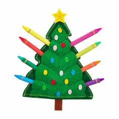 TREE CRAYON HOLDER SET-330 Other-Mudpie-Peachy Keen Boutique, Women's Fashion Boutique, Located in Cape Girardeau and Dexter, MO Christmas Pie, Purple Crayon, Crayon Holder, Felt Tree, Crayon Set, Felt Christmas Tree, Santa Face, Crafts Christmas, Mud Pie