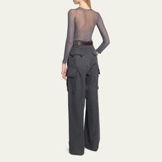 Saint Laurent wide-leg cargo-style pants with an included leather belt  High rise Button/zip fly; belt loops Adjustable belted waist; gold-tone buckle Side slip pockets; side patch pockets  Full length Relaxed fit  Cotton Calf leather belt  Made in Italy Luxury Modern Cargo Pants With Belt Loops, Leather Cargo Pants With Belt Loops For Work, Full-length Parachute Pants With Belt Loops For Work, High-waisted Parachute Pants With Belt Loops For Fall, Fall High-waisted Parachute Pants With Belt Loops, Fall Wide-leg Parachute Pants With Belt Loops, Luxury Wide-leg Cargo Pants With Five Pockets, Designer High-waisted Leather Pants With Belt Loops, Luxury Wide-leg Cargo Pants With Belt Loops