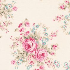 an old fashioned wallpaper with pink and blue flowers