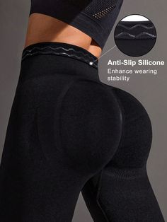 Seamless High-Waist Butt Lifter And Tummy Control Anti-Slip Sports Leggings Black    Fabric Plain Regular High Stretch Fall,Spring,Summer,Winter,All Women Activewear, size features are:Bust: ,Length: ,Sleeve Length: Seamless Compression Shapewear For Gym, Seamless High Stretch Shapewear For Gym, Sports Compression Seamless Shapewear, Seamless High Stretch Sports Shapewear, Seamless High Stretch Shapewear For Sports, High Stretch Shapewear For Gym, Seamless High-stretch Shapewear For Sports, Seamless Stretch Shapewear For Gym, High Stretch Solid Color Shapewear For Sports