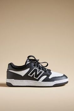 New Balance 480 Sneakers | Anthropologie New Balance 480, Tie Styling, New Balance 327, Cute Nike Shoes, Athletic Gear, Cute Nikes, Tie Styles, Rubber Heels, Black Fits