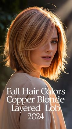 Effortless Fall Hair Colors Copper Blonde Long Waves for Busy Women 💁‍♀️ Haircolor 2024 Women Trends, Autumn 2024 Hair Trends, Warm Fall Hair Color, Mother Of Bride Makeup