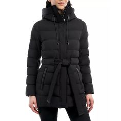 Michael Kors Petite Women's Belted Hooded Down Puffer Coat In Black Luxe Faux Leather Trims Each Pocket On This Puffer Coat From Michael Michael Kors, Designed With A Hidden Belt And A Cozy Stand Collar. Stand Collar With Attached Hood; Front Zipper Closure Hidden Belt Ties At Front Two Pockets With Faux-Leather Trim At Waist Waterproof Lined Shell, Lining: Polyester; Fill: Down/Feathers; Fill Power: 500; Trim: Polyurethane Dry Clean Size Petite, Pxs Pit To Pit: 20" Wide Length: 34" Long New Wit Coat Puffer, Midnight Blue Color, Down Puffer Coat, Belted Coat, Hooded Coat, Michael Kors Black, Puffer Coat, Black Coat, Belts For Women