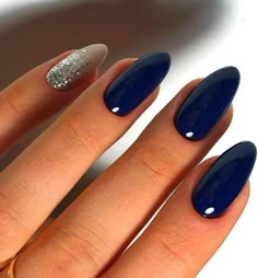 Blue Nail Color, Blue Nail Art Designs, Navy Blue Nails, Blue Acrylic Nails, Blue Nail Art