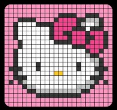 an image of a hello kitty face in pink and white squares on a black background