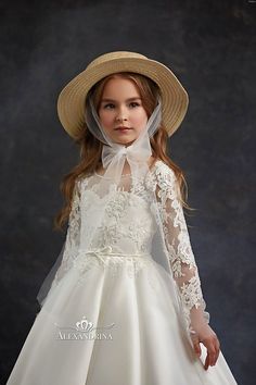 Christian Wear, Girls First Communion Dresses, Satin Ball Gown, First Communion Dress, First Communion Dresses, Baptism Dress, Lace Dress With Sleeves, Communion Dresses, Gowns With Sleeves