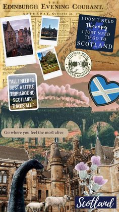 an image of scotland collage with postcards