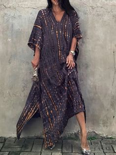 Lasaky - Bohemian Kimono Sleeve Beach Resort Maxi Kaftan Cover Up Dress in Black & White Tie Dye - Chic Sun Protection Robe for Womens Swimwear & Clothing Womens Robe, Plus Size Kaftan, Maxi Dress Plus Size, Casual Maxi Dress, Bohemian Kimono, Maxi Kaftan, Bathing Suit Cover, Bathing Suit Covers, Bathing Suit Cover Up