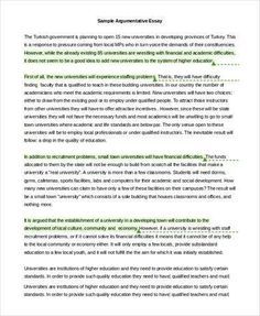 an argument paper with the title in green and white, which is written on it